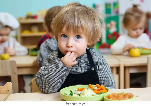 Preschool Children Enjoying Healthy Meals