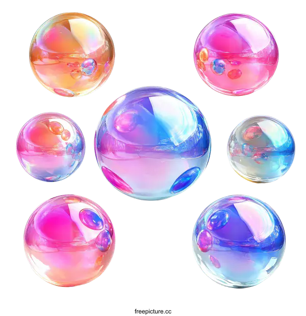 [Transparent Background PNG]Abstract Colorful Glass Bubbles