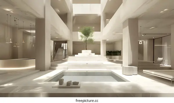 Modern Minimalist Interior Design with Pool