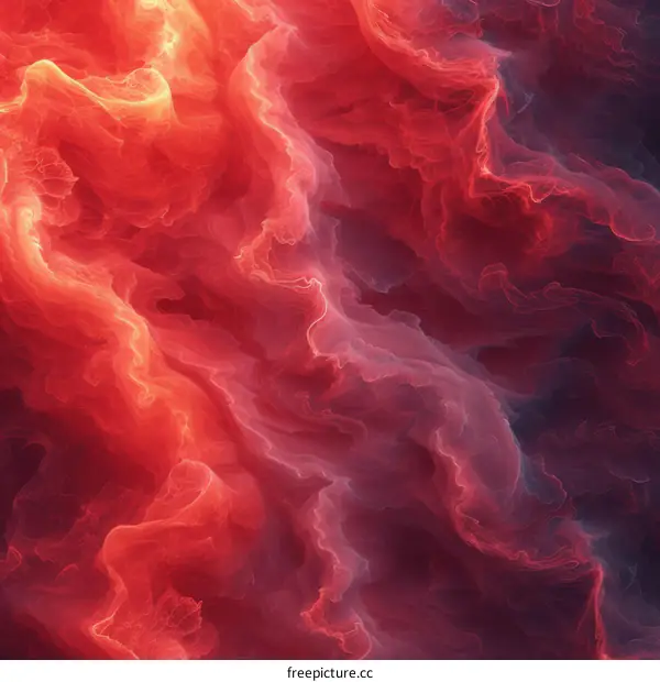 Red and orange abstract fluid painting.