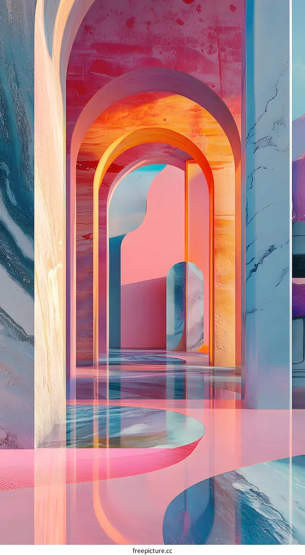 Abstract Colorful Archway Architecture Interior Design