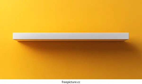 White Shelf Against a Bright Yellow Background