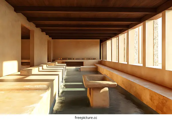 Minimalist Interior Design with Stone and Water