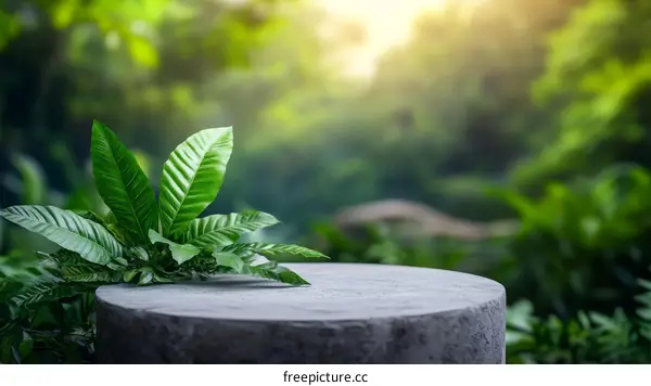 Nature Scene with Round Stone Surface