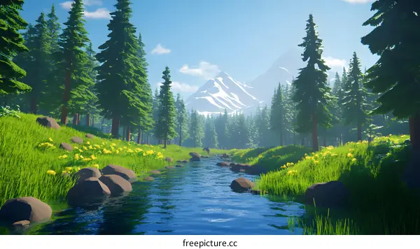 Mountain Landscape With River