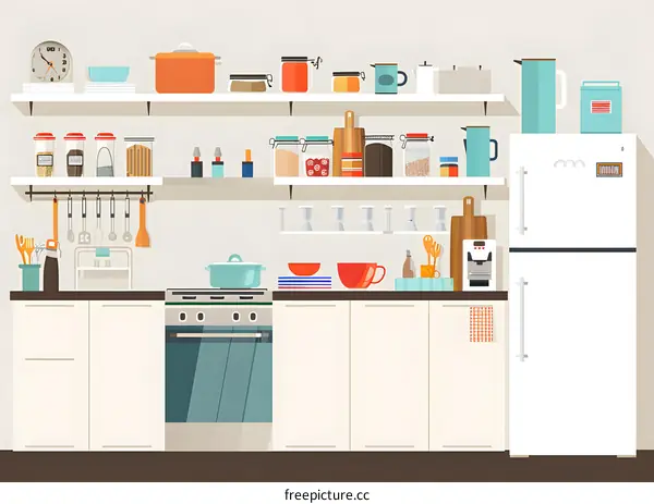 Modern Kitchen Interior with White Cabinets and Stainless Steel Appliances