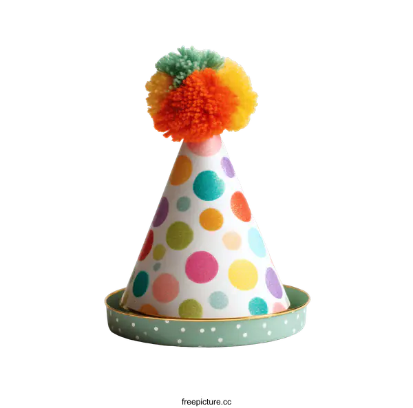 [Transparent Background PNG]Colorful Birthday Party Hat with a Decorative Base
