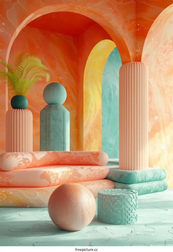 Abstract Colorful Interior Design Illustration