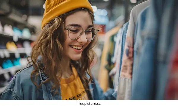 Young Woman Shopping For Clothes In Store
