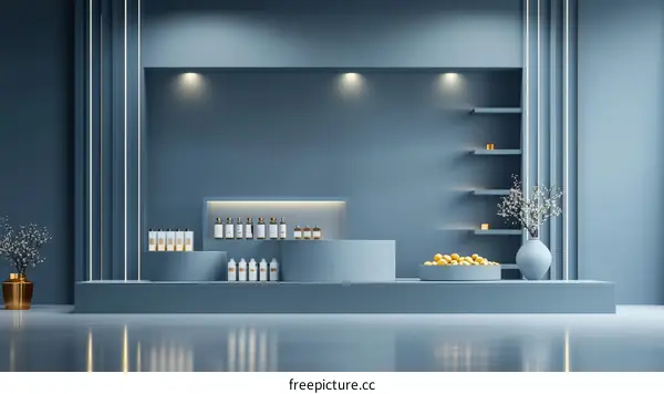 Modern Minimalist Empty Display Shelf Showcase Interior Design