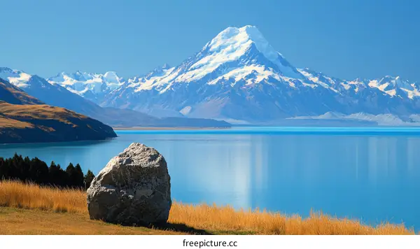 Majestic Mountain Range Over Turquoise Lake