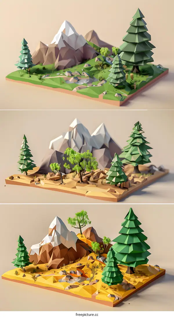 Low Poly Mountain Range Illustration