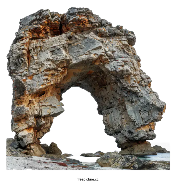 [Transparent Background PNG]Isolated Rock Formation on Beach