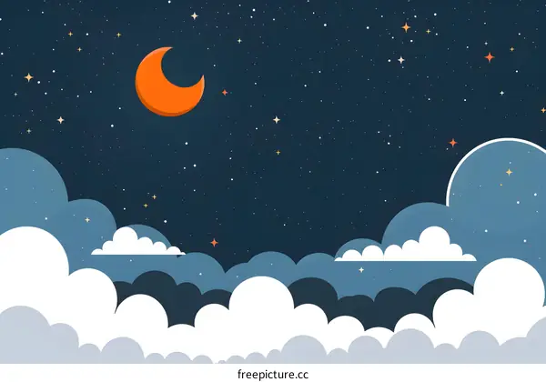 Night Sky With Stars And Moon