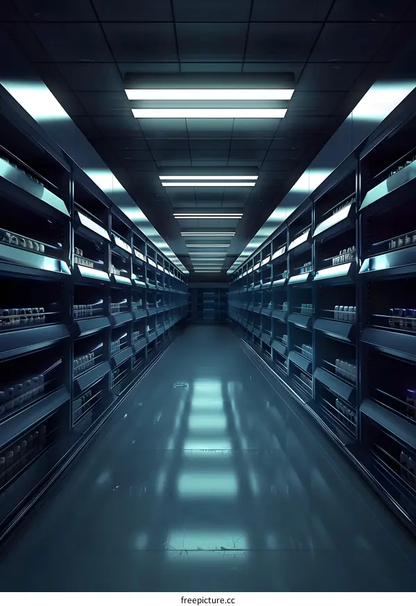 Empty Super Market Aisle