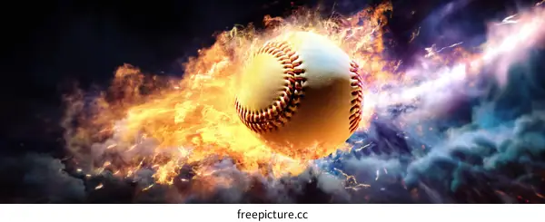 Fiery Baseball in a Dramatic Scene