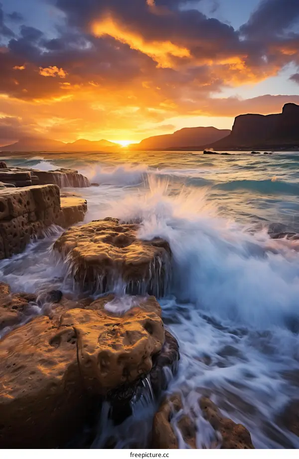 Sunset Over Rocky Coast