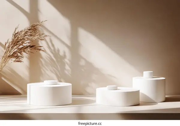 Minimalist Display of White Cylindrical Objects