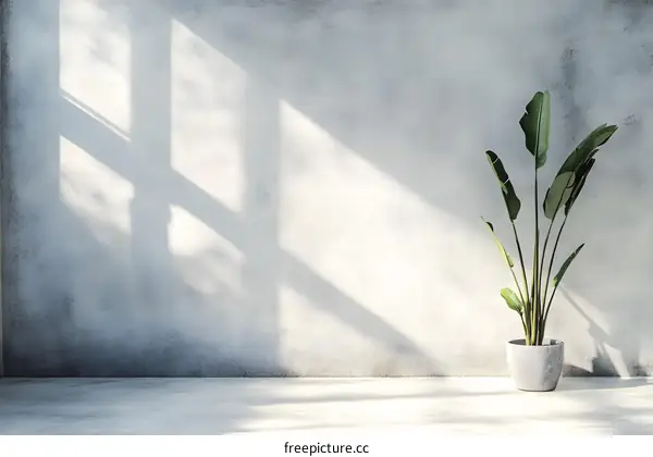Minimalist Interior Design With Green Plant and Window Light