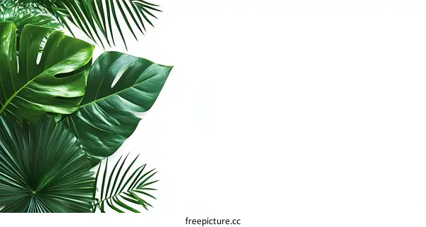 Tropical Leaves on White Background