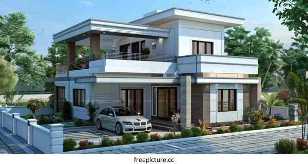 Modern House Design Exterior Illustration