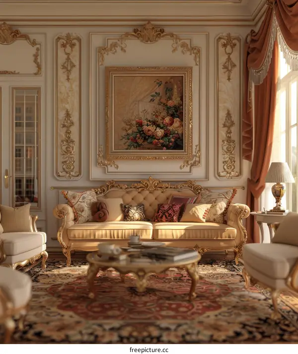 Luxury Living Room with Gold Accents: Interior Design Inspiration