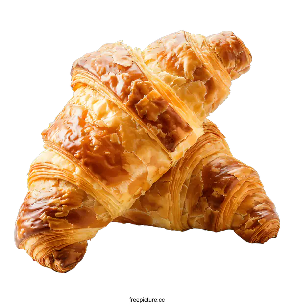 [Transparent Background PNG]Two Freshly Baked Croissants Isolated on White Background
