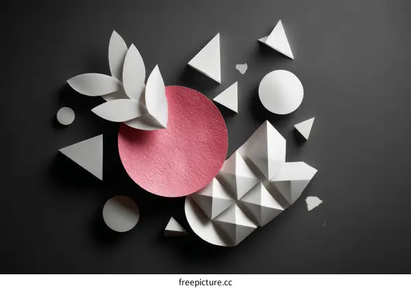 Abstract Geometric Shapes Composition with Paper Cutouts
