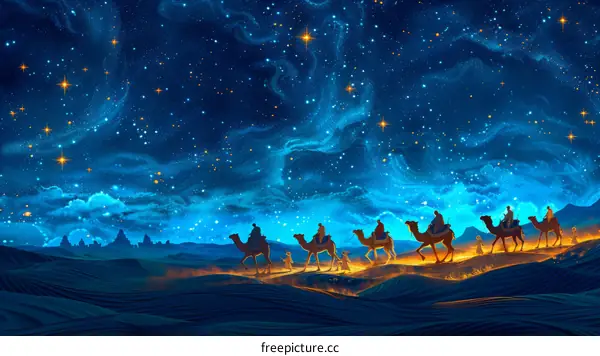 The Three Wise Men Journey to Bethlehem to Visit Baby Jesus