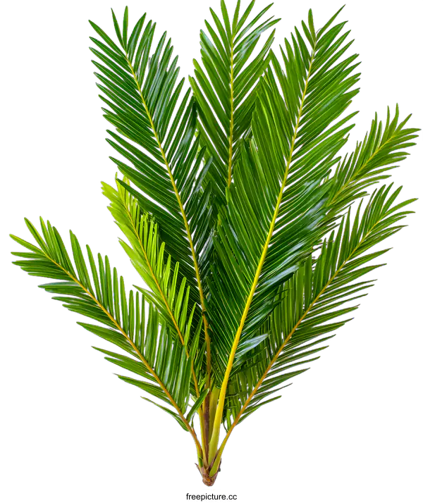 [Transparent Background PNG]Green Palm Tree Leaves On White Background