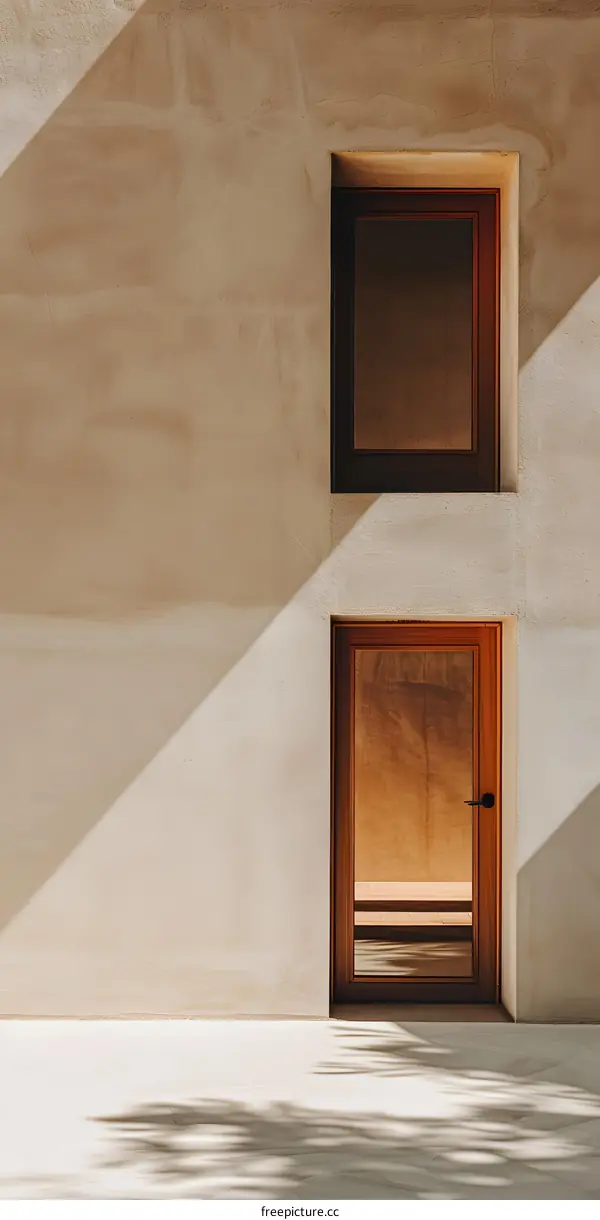 Modern Architecture With Wooden Door And Window