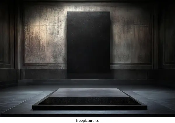 Empty Dark Elegant Exhibition Hall Showcase