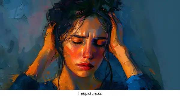 A woman with her hands on her head looking stressed