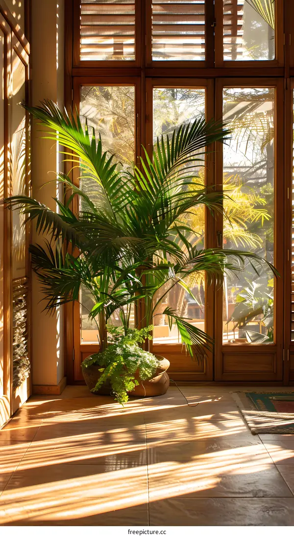 Indoor potted plants by the door