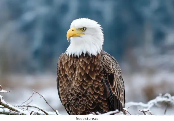 Majestic Bald Eagle in Winter Landscape