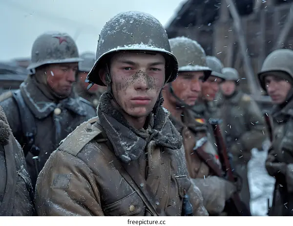 A soldier in the snow