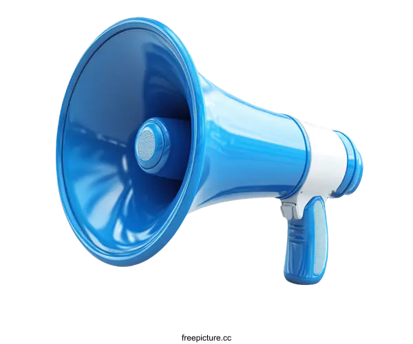 [Transparent Background PNG]Blue Megaphone on a White Background