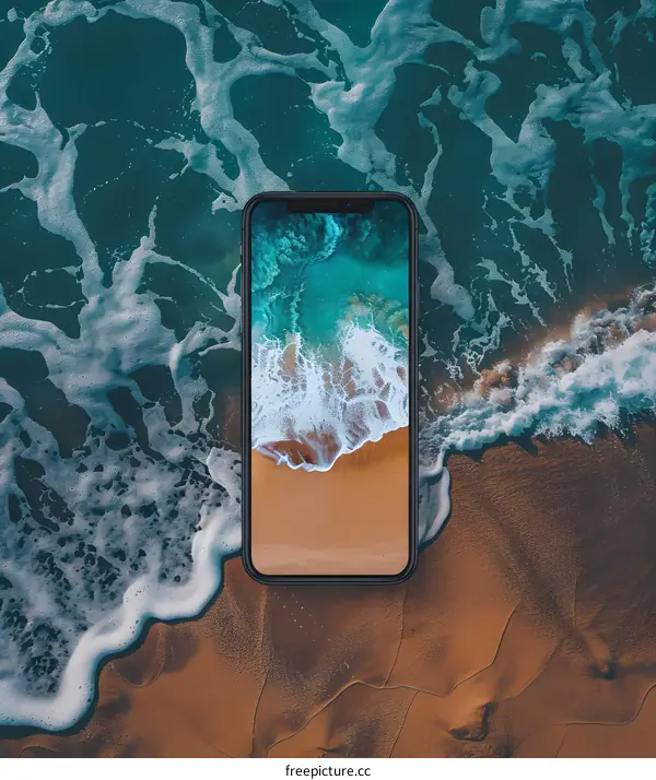Ocean Waves on Smartphone Screen