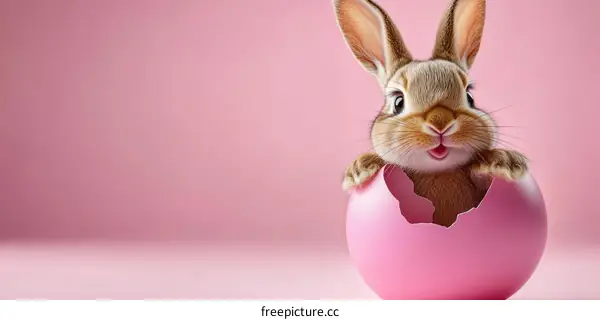 Cute Easter Bunny in Pink Egg