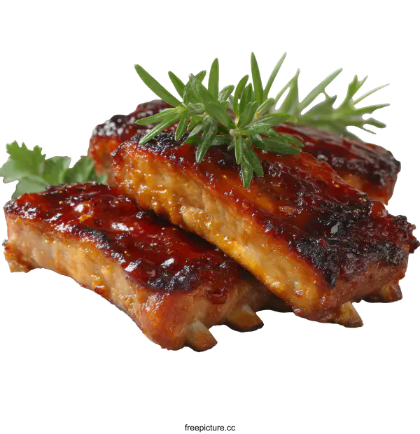 [Transparent Background PNG]Deliciously Grilled BBQ Ribs with Glaze