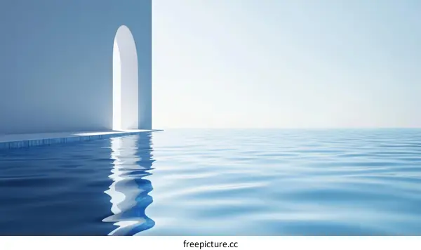 Modern Architecture Poolside Archway View