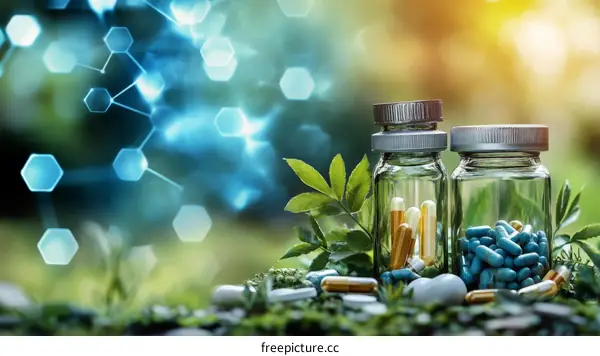 Natural Remedies and Supplements Bottles