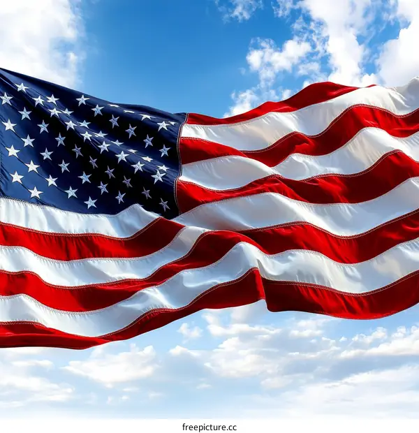 American Flag Waving in the Sky