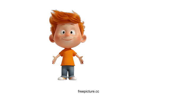 [Transparent Background PNG]3D illustration of a happy cartoon boy