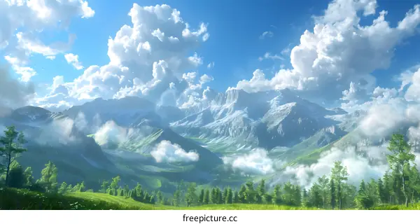 Mountains and clouds
