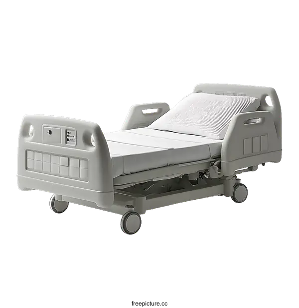[Transparent Background PNG]Modern Hospital Bed with Adjustable Features