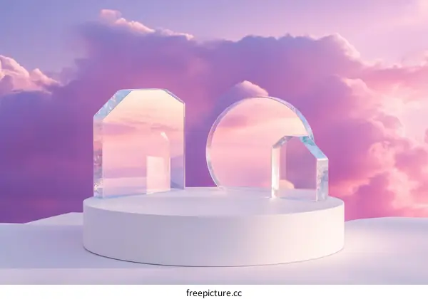 Abstract Glass Forms on a Pastel Background