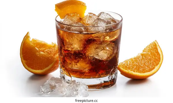 Orange Soda Cocktail with Ice Cubes