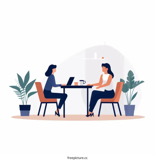 Two businesswomen discussing work in a cafe