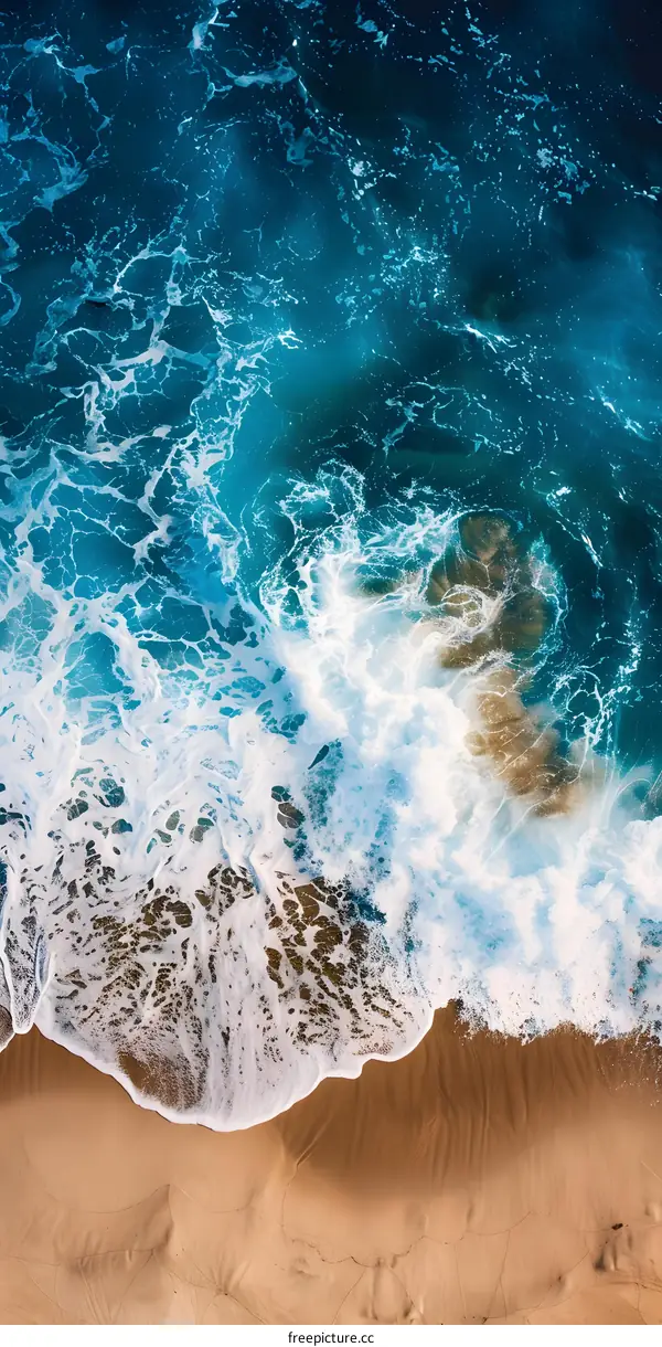Ocean Waves Crashing on Sandy Beach